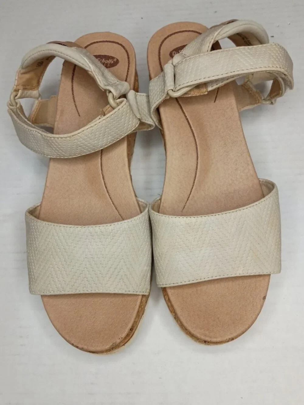Dr. Scholl’s Beaming Beige Cork Wedge Sandals Women’s Size 6M